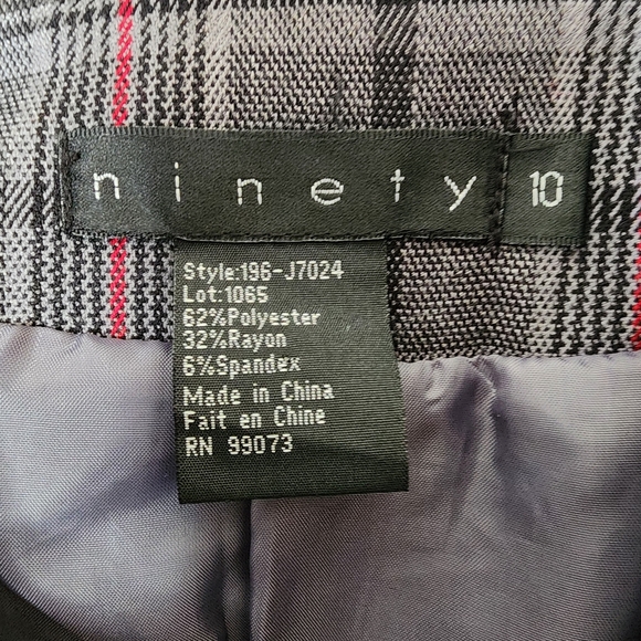 Ninety grey plaid cropped blazer women's 10 - Picture 8 of 11